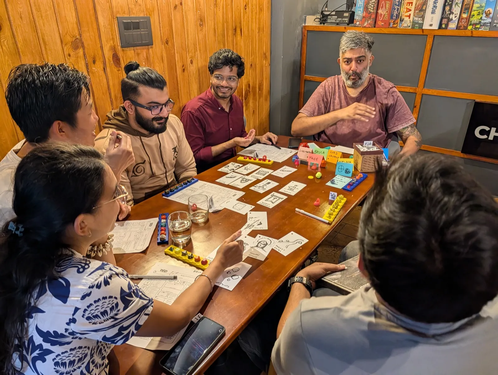 Group playing a collaborative tabletop role-playing game